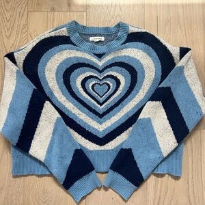 La Hearts Blue and White Heart Sweater